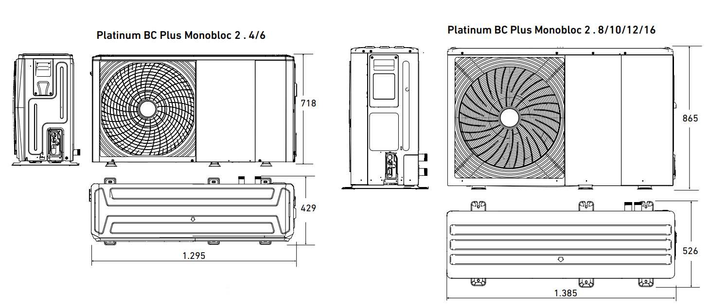 Dimensiones de la Bomba de Calor Aerotermia BAXI PLATINUM BC PLUS MONOBLOC 